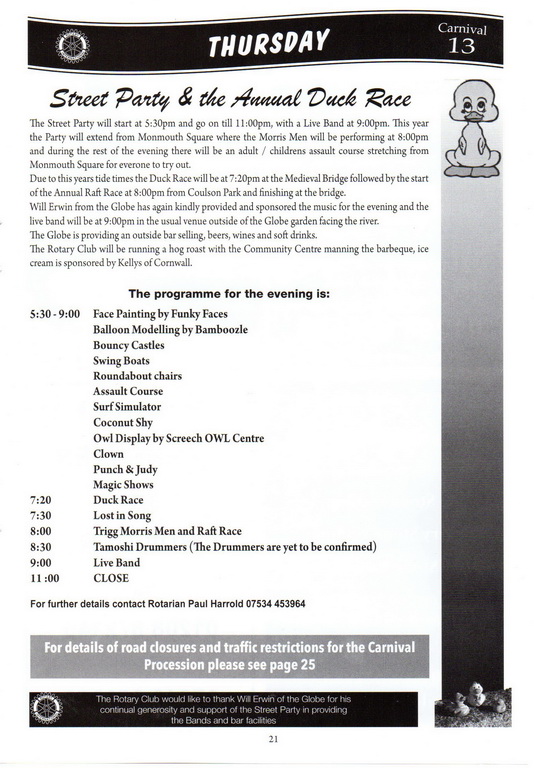 2013 Lostwithiel Carnival Programme Page 21